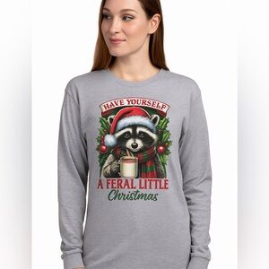 Feral Christmas Raccoon Long sleeved top top